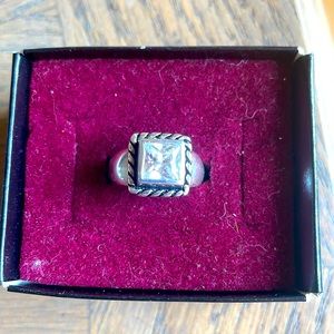 Sterling Silver Ring with clear faceted stone